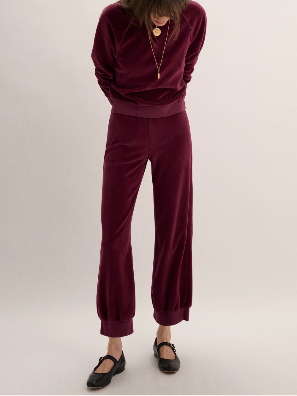 Kondi Velour Task Harem Pants - Ruby